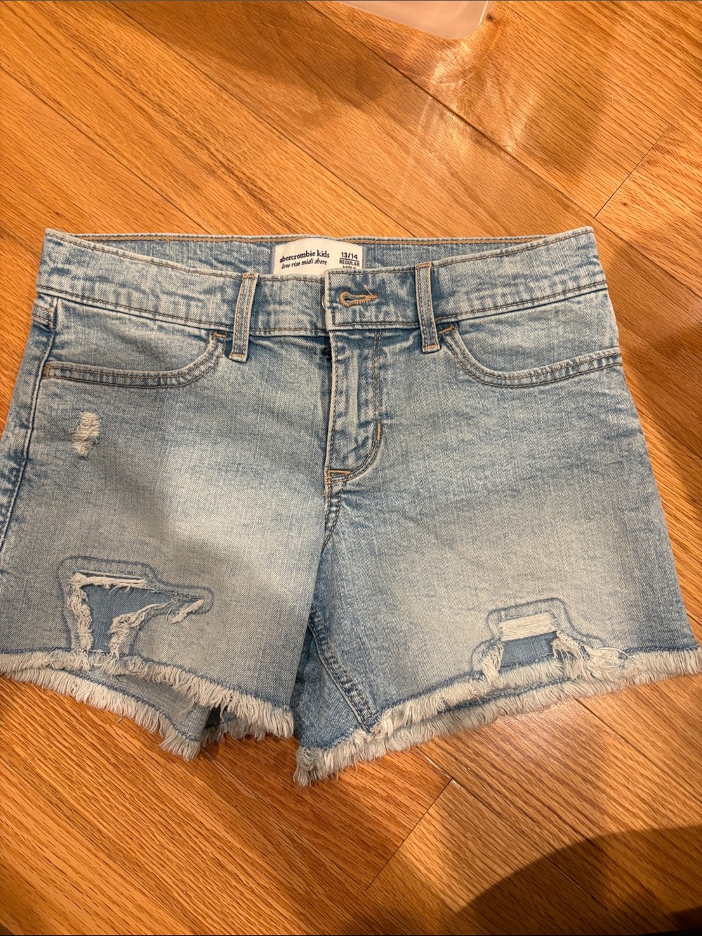 abercrombie kids Light Blue Distressed Denim Shorts